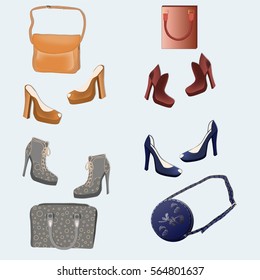 
Stylish handbags and shoes for the lady four colors