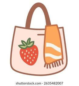 Stylish hand-drawn handbag with scarf accent. Perfect for fashion branding, product packaging, lifestyle blogs, or feminine-themed design. Clean, elegant, and modern vector artwork.
