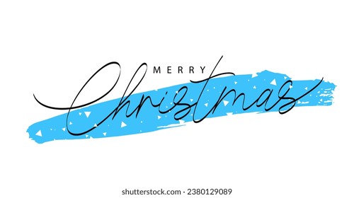 Stylish hand-drawn inscription. Merry Christmas. Beautiful calligraphy. New Year greeting card. Fashionable modern font. Lettering. Vector illustration on a white background.