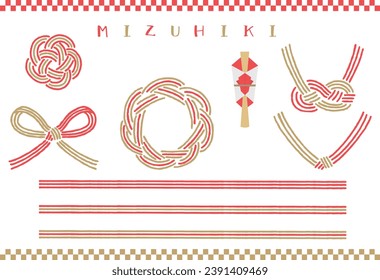 Stylish hand-drawn Mizuhiki set, red gold