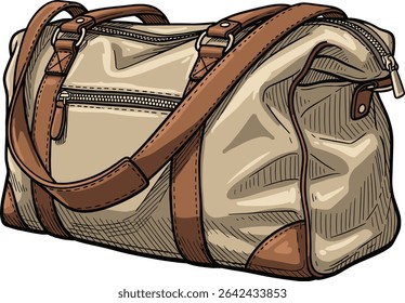 Stylish Hand-drawn Travel Bag Illustration, Perfect for Creative Projects and Design Assets