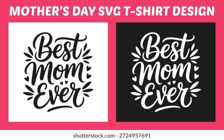 Elegante diseño tipográfico con letras a mano "Mejor mamá de la historia" con Elementos decorativos. Perfecto para camisetas, regalos, estampados, pegatinas, carteles y diseños de ropa de corazón para el Día de la Madre.