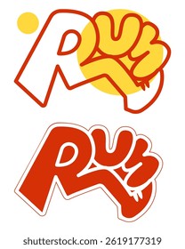 Stylish handlettered vector artwork featuring the word 'RUN' in a bold and energetic script. Perfect for sports branding, motivational posters, fitness apparel, social media graphics, and more