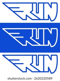 Stylish handlettered vector artwork featuring the word 'RUN' in a bold and energetic script. Perfect for sports branding, motivational posters, fitness apparel, social media graphics, and more