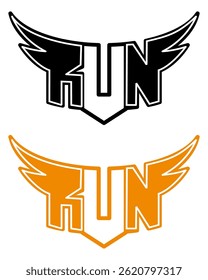 Stylish handlettered vector artwork featuring the word 'RUN' in a bold and energetic script. Perfect for sports branding, motivational posters, fitness apparel, social media graphics, and more