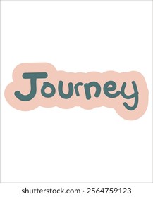  Stylish hand-lettered word "Journey" in pastel pink and green, symbolizing adventure and personal growth. Great for travel and motivational themes.