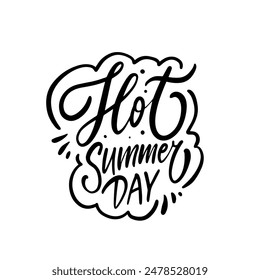 Stylish handwritten calligraphy with the phrase Hot Summer Day, perfect for summer marketing and artwork