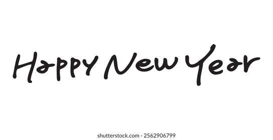 Stylish handwritten "Happy New Year". One horizontal line.