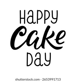 A stylish, handwritten style text Happy Cake Day,lettering, perfect for festive and celebratory designs. Vector illustration
