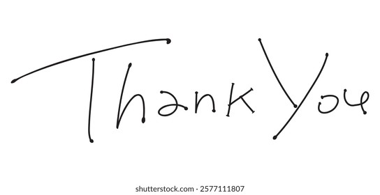 Stylish handwritten "thank you" as if written with a ballpoint pen