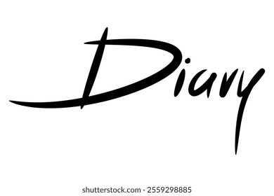 stylish handwritten word diary lettering sign, casual and fun style flowing typography label or calligraphy banner vector illustration
