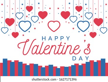 Stylish hanging hearts background for valentines day Vector
