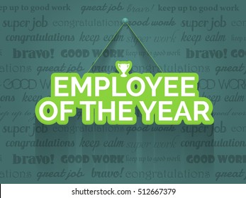 Stylish Hanging Text Employee of The Year, Business Slogans Background