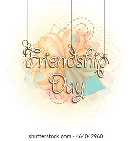 Stylish hanging text Friendship Day on abstract background, Can be used as Poster, Banner or Flyer design.