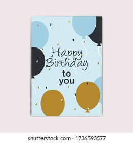 Stylish happy birthday cards with balloon. Party invitation template and greeting card. vector