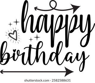 Stylish Happy Birthday Lettering Design