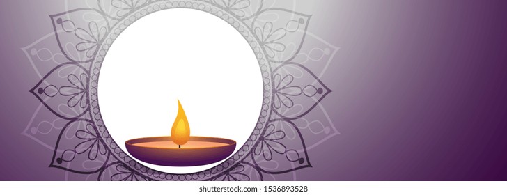 stylish happy diwali purple empty banner design