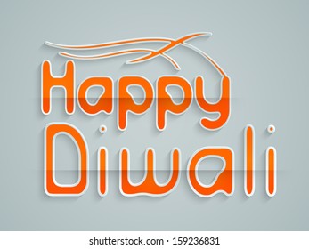 Stylish Happy Diwali text in orange color on grey background, can be use as flyer, banner or poster for Indian festival of lights, 