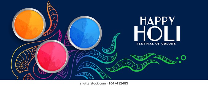 stylish happy holi colorful festival banner design