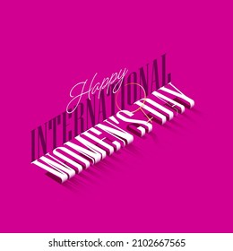 Stylish Happy International Women's Day Font With Golden Female Gender Sign On Pink Background.