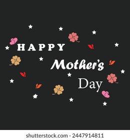 stylish Happy Mother's Day greeting cards with pink and blue dots. Modern hand lettering, brush calligraphy script font Isolated on black background. Vector illustration. Eps file 158.