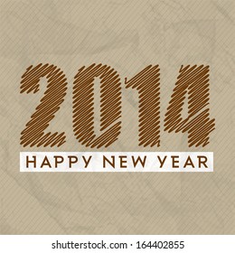 Stylish Happy New Year 2014 celebration flyer, banner, poster or invitation with stylish text on grungy brown background. 