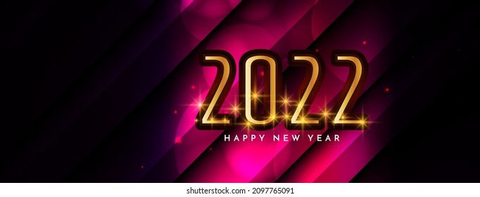 Stylish Happy new year 2022 celebration banner design vector
