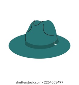 Stylish hat. Elegant fedora with ribbon, cartoon fashion headwear isolated white background. Vector cartoon illustration
