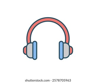 Stylish headphones icon, perfect for websites, apps, and presentations needing a modern, minimalist design.  Clean lines and a vibrant color palette make it versatile and eyecatching.