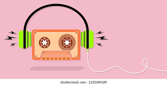 Stylish headphones on a beautiful color background. vector illusstration