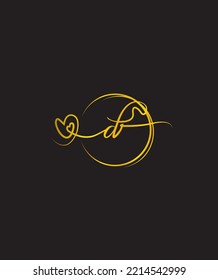 A stylish heart connecting and delicate script font D vector logo template