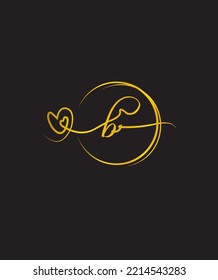 Stilvolles Herz verbindet und feine Schrift-Schrift-B-Vektorlogo-Vorlage