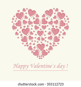 Stylish heart on white background can be used for greeting card. Vector image.
