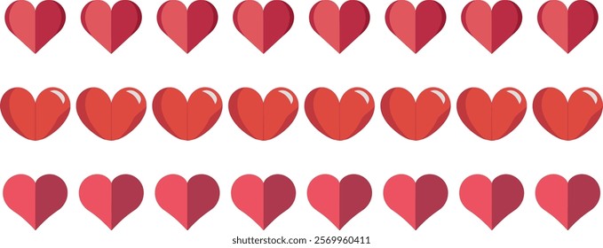 Stylish Heart Vector Illustrations: Perfect for Love, Romance, and Valentine's Day Designs . Red heart icons set vector .