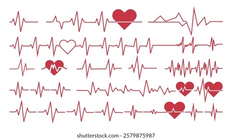 A stylish heartbeat ECG line design with heart symbols, perfect for medical, love, and health-related creative projects.