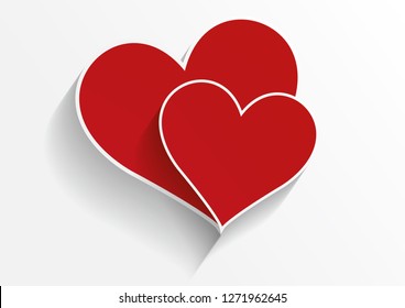 Stylish Hearts Composition.two hearts.Love Hearts.Valentine's background with two red hearts. Vector illustration - Vector svg