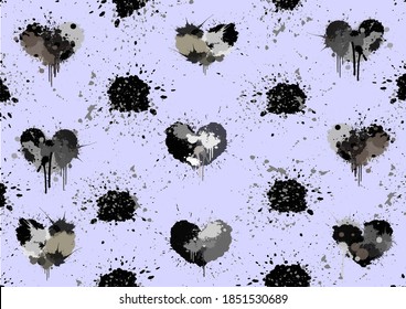 Stilvolle Herzen aus Tropfen, Splash von Schwarz und Grau.
