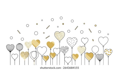 Stylish Hearts in Gold and White Perfect for Celebrations and Romantic Occasions Design