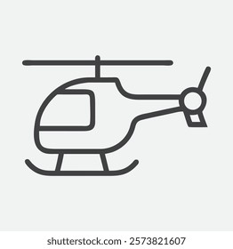 Stylish Helicopter Icon in Elegant Line Art , Perfect for Modern Designs and Aviation Themes