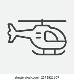 Stylish Helicopter Icon in Elegant Line Art , Perfect for Modern Designs and Aviation Themes