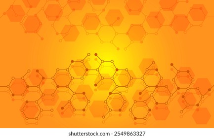 Stylish hexagonal gradient orange background with process flow chart