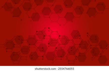 Stylish hexagonal gradient red background with process flow chart