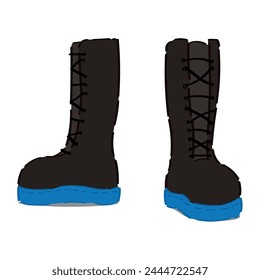 Stylish high boots on white background