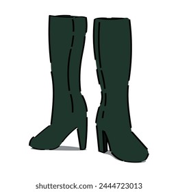Stylish high boots on white background