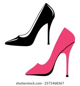 Stylish High Heel Shoes in Black and Pink