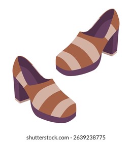Stylish High Heel Shoes Isolated Vector Illustration. High heel shoes with bold stripes. Perfect for fashion and footwear themes