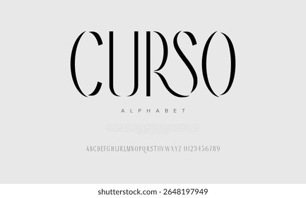 Fonte serif elegante de alto contraste com curvas altas e detalhes refinados, ótimo para marcas de luxo