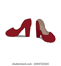 Stylish high-heeled shoes on white background