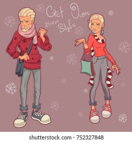 Stylish hipster characters.