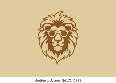 Stylish Hipster Lion Logo with Glasses, Combining Elegance and Modernity